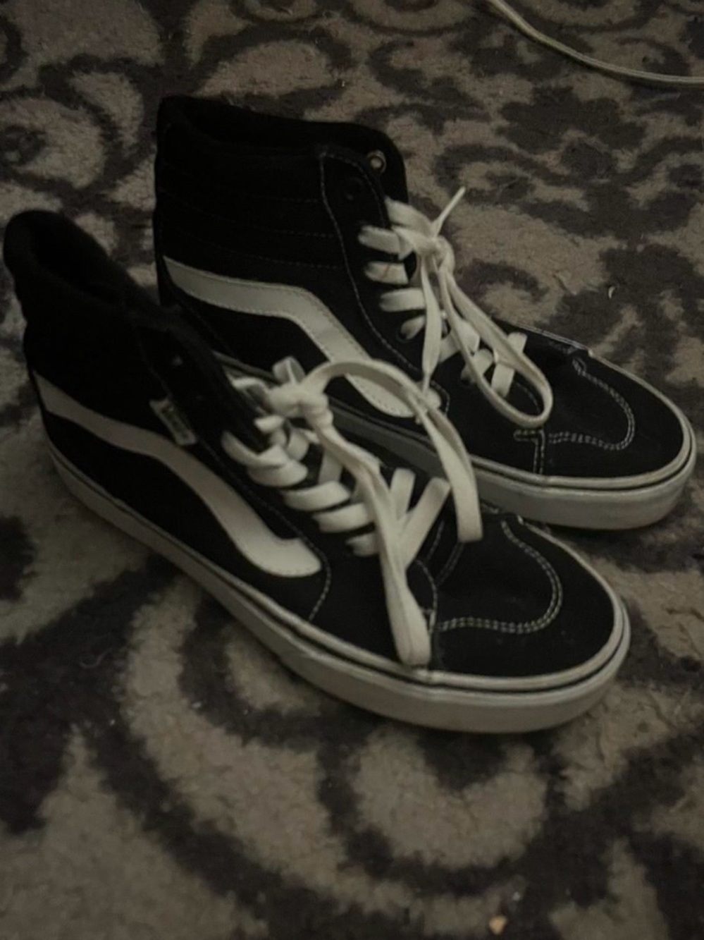 New Vans Black and White High-Top Skate Sneakers